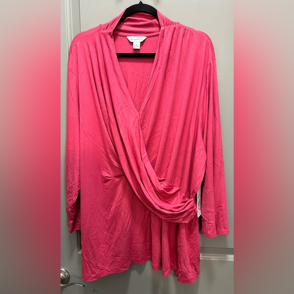 Liz Claiborne Size 3X Faux Wrap Top NWT